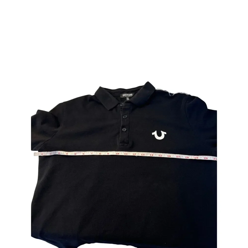 True Religion Damask Long Sleeve Polo Men's‎ Size Large Preppy Casual